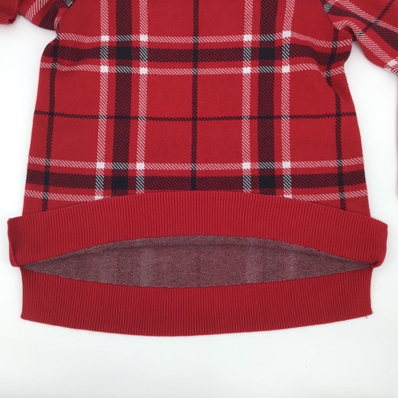 Love & Legend Red Tartan Cold Shoulder Sweater, 0X - Picture 15 of 16